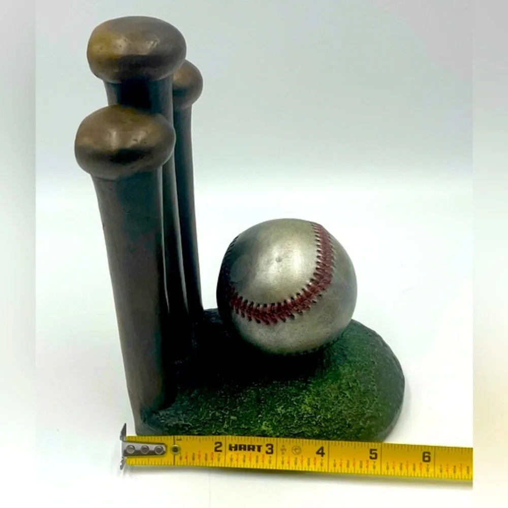 1997 Austin Sculpture:”Cutcone” Vintage Baseball & Bat Ceramic Sculpture Bookend